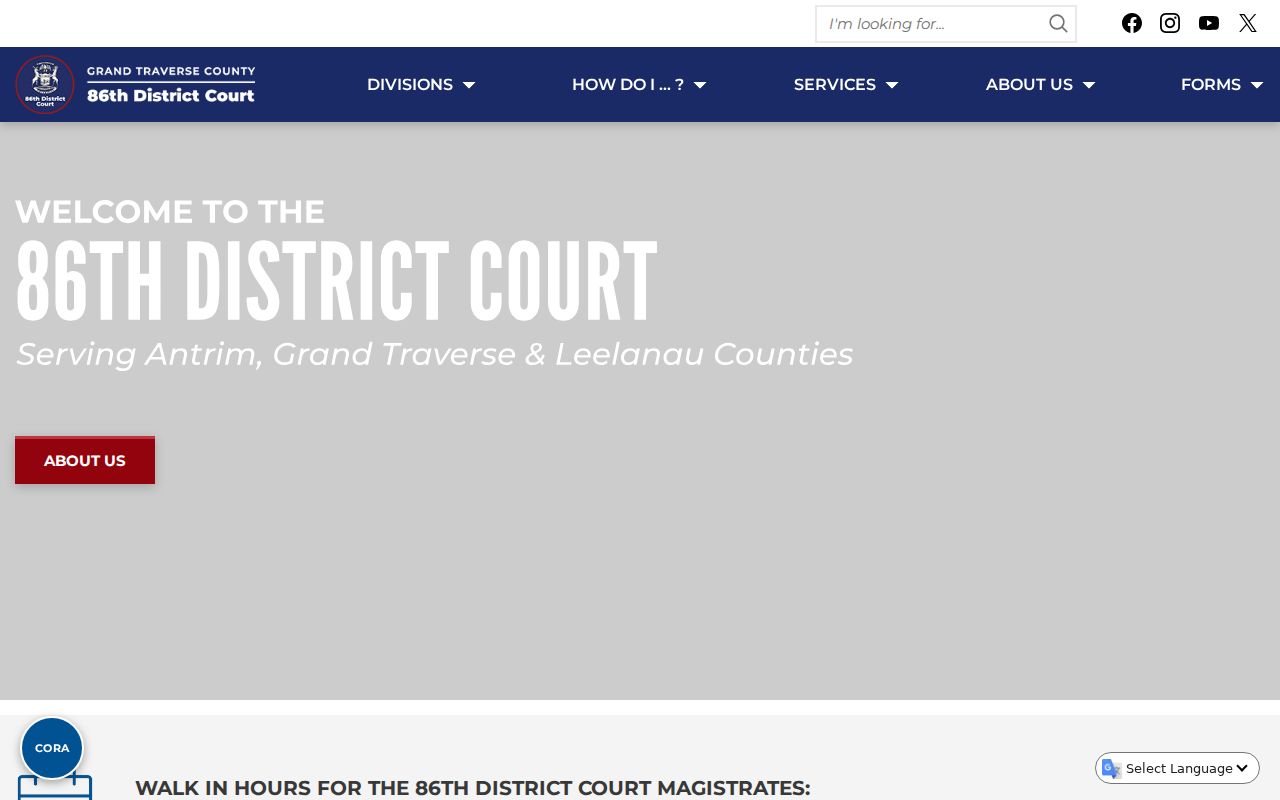 Antrim County municipal court warrant shared 86th District Court page with Antrim location notes